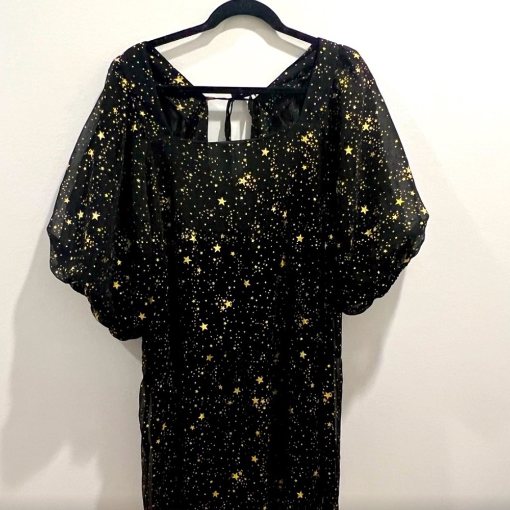 Nasty Gal Black and Gold Star Midi Dress